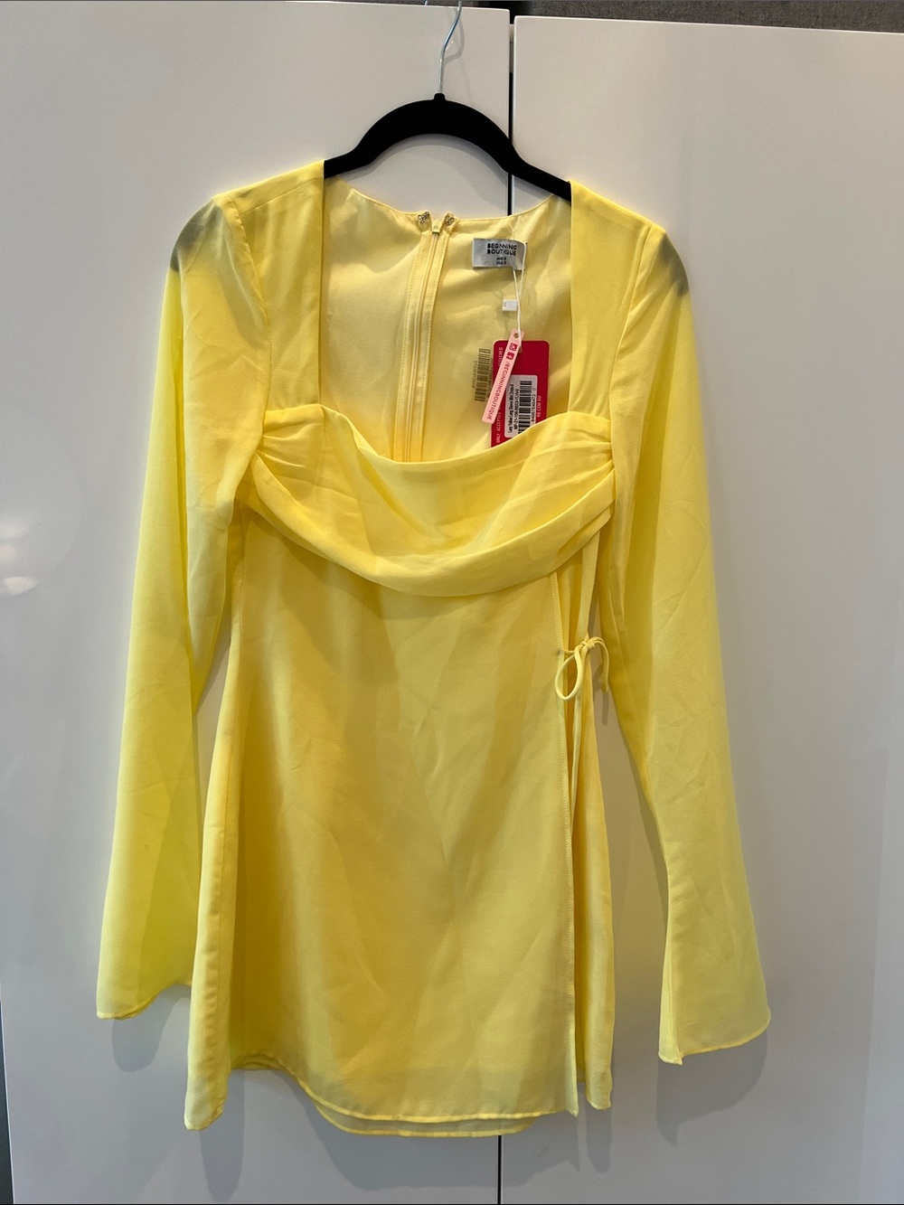 Yellow square neck dress